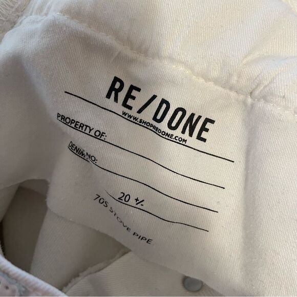 RE/DONE 70's Stovepipe Jeans Button Fly Raw Hem White Size 26 - Picture 7 of 7
